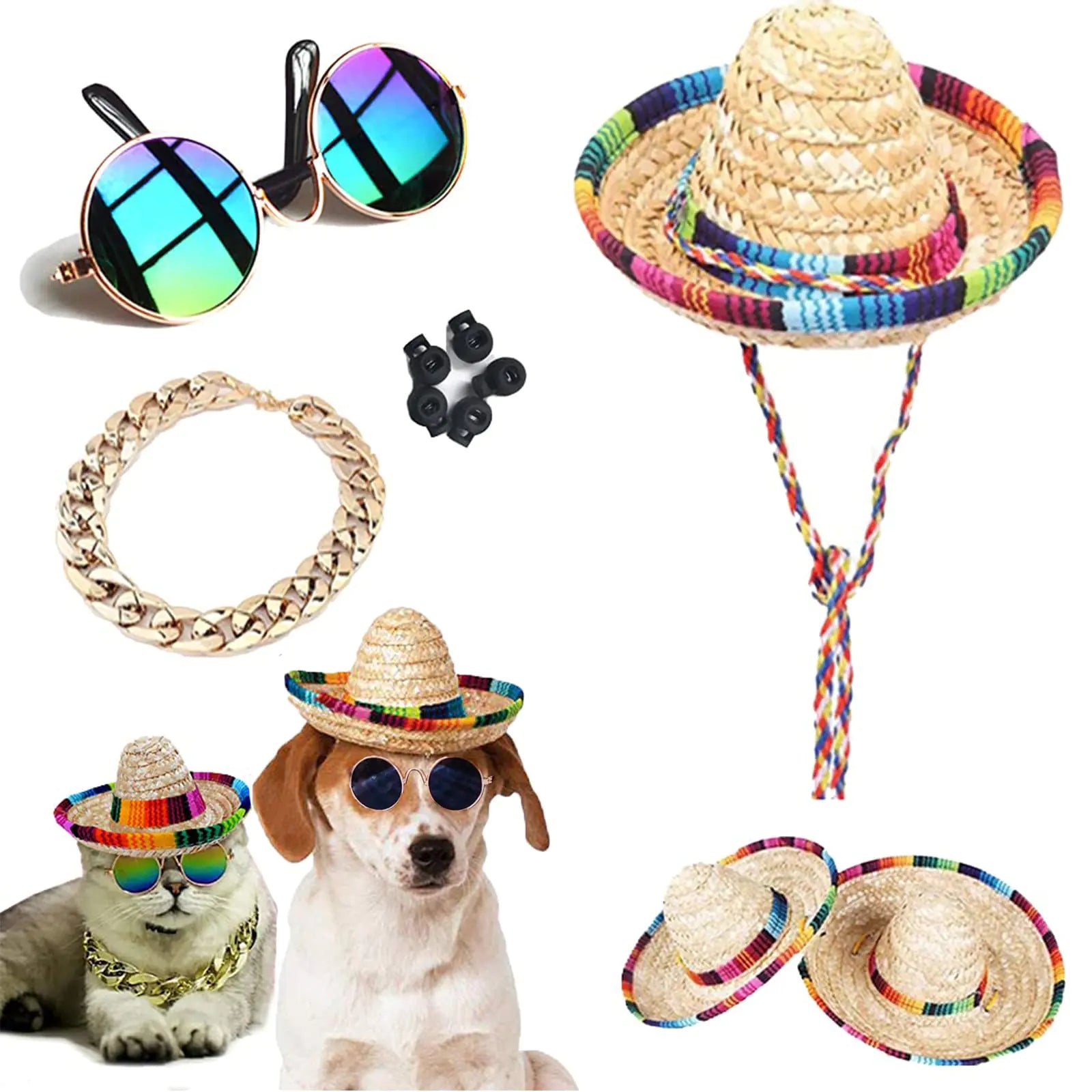 Pet Sunglasses and Adjustable Pet Chain Pet Photo Suit Pet Supplies